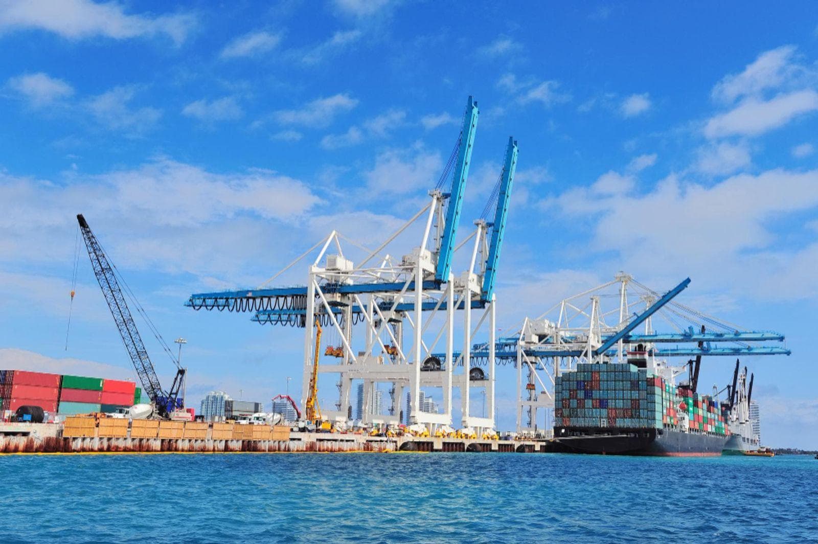 Container vessel at a port terminal